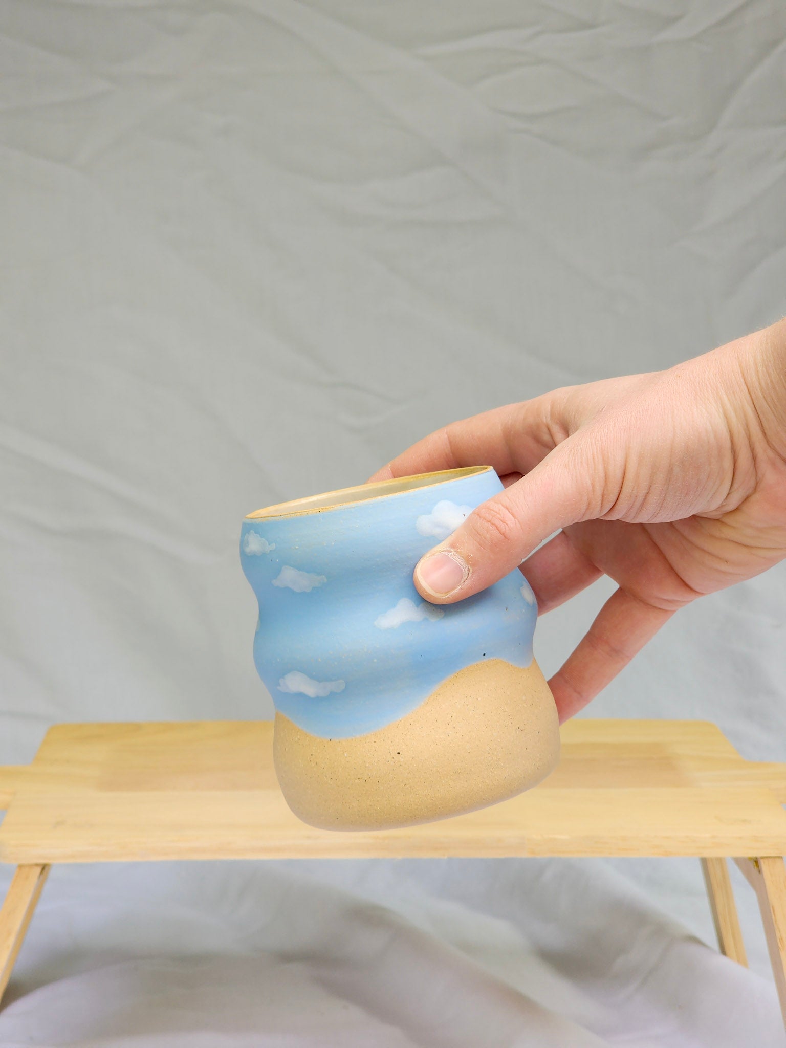 cloudie squiggle cup ~ half tone + 3 squiggles - Kaelceramic