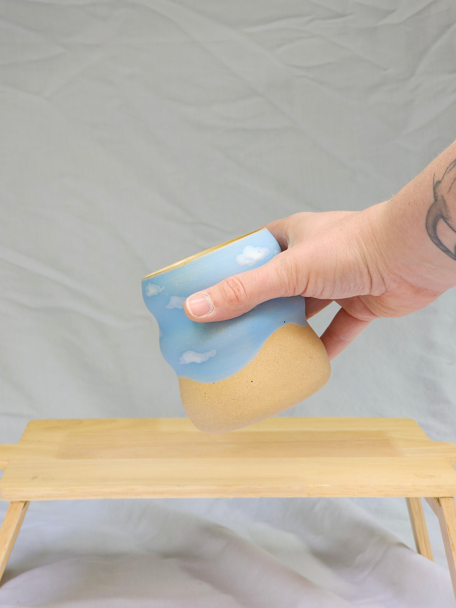 cloudie squiggle cup ~ half tone + 3 squiggles - Kaelceramic