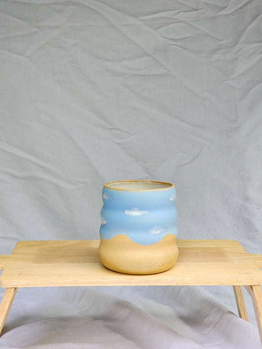cloudie squiggle cup ~ half tone + 4 squiggles - Kaelceramic