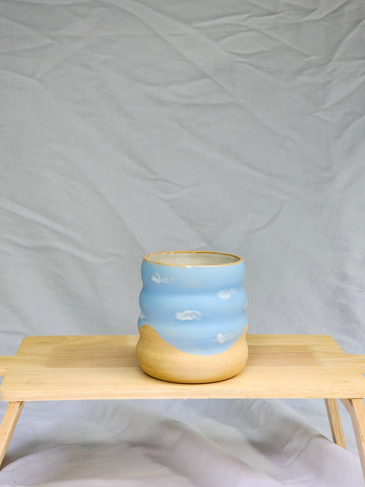 cloudie squiggle cup ~ half tone + 4 squiggles - Kaelceramic