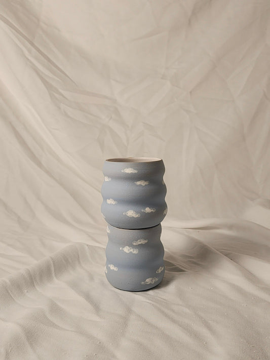 cloudie squiggle cup - matte white clouds - Kaelceramic