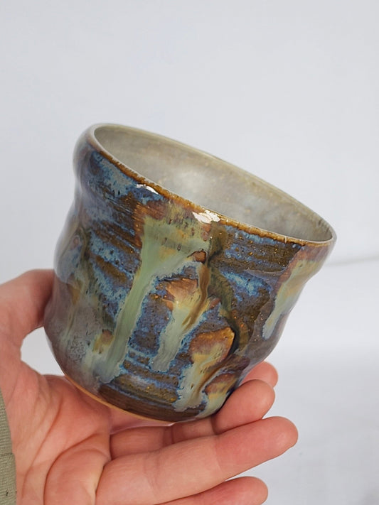 drippy blue conch shell cup - Kaelceramic