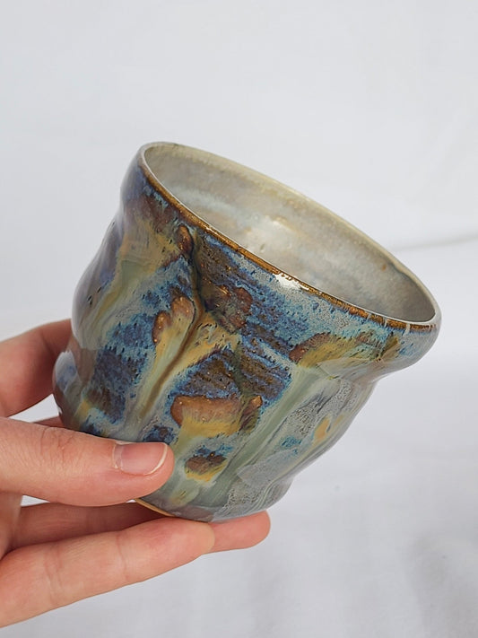 drippy blue conch shell cup - Kaelceramic