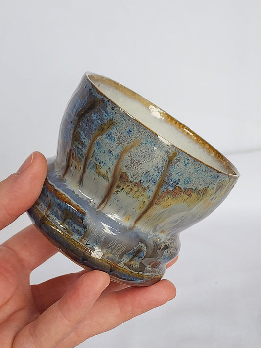 drippy blue cone shell cup - Kaelceramic