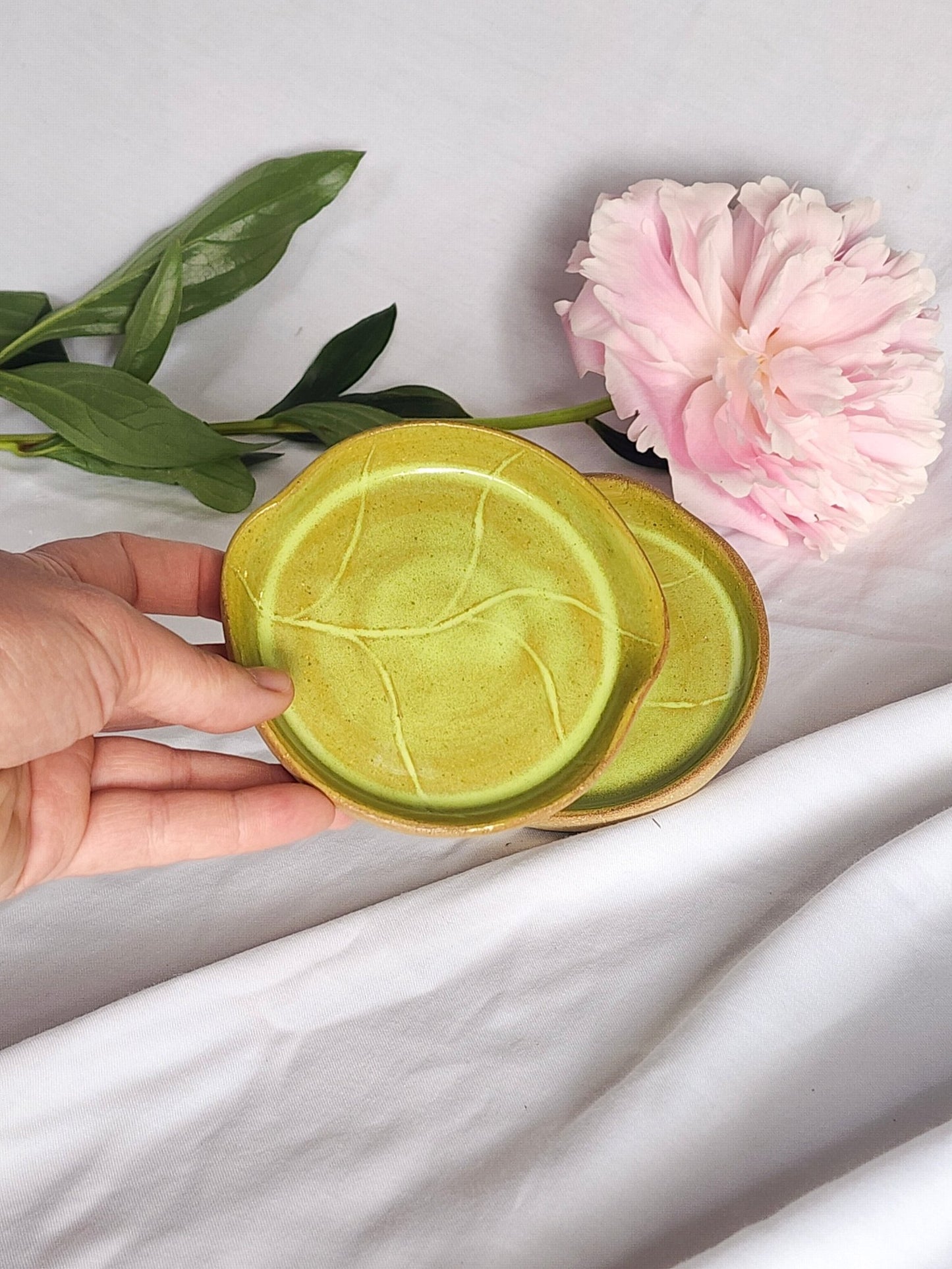 green lily leaf dessert dish - Kaelceramic