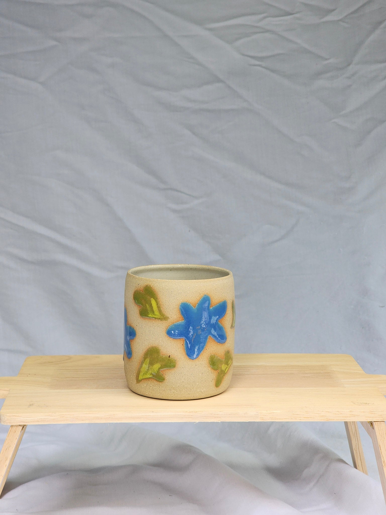 happy blue flower cup - Kaelceramic