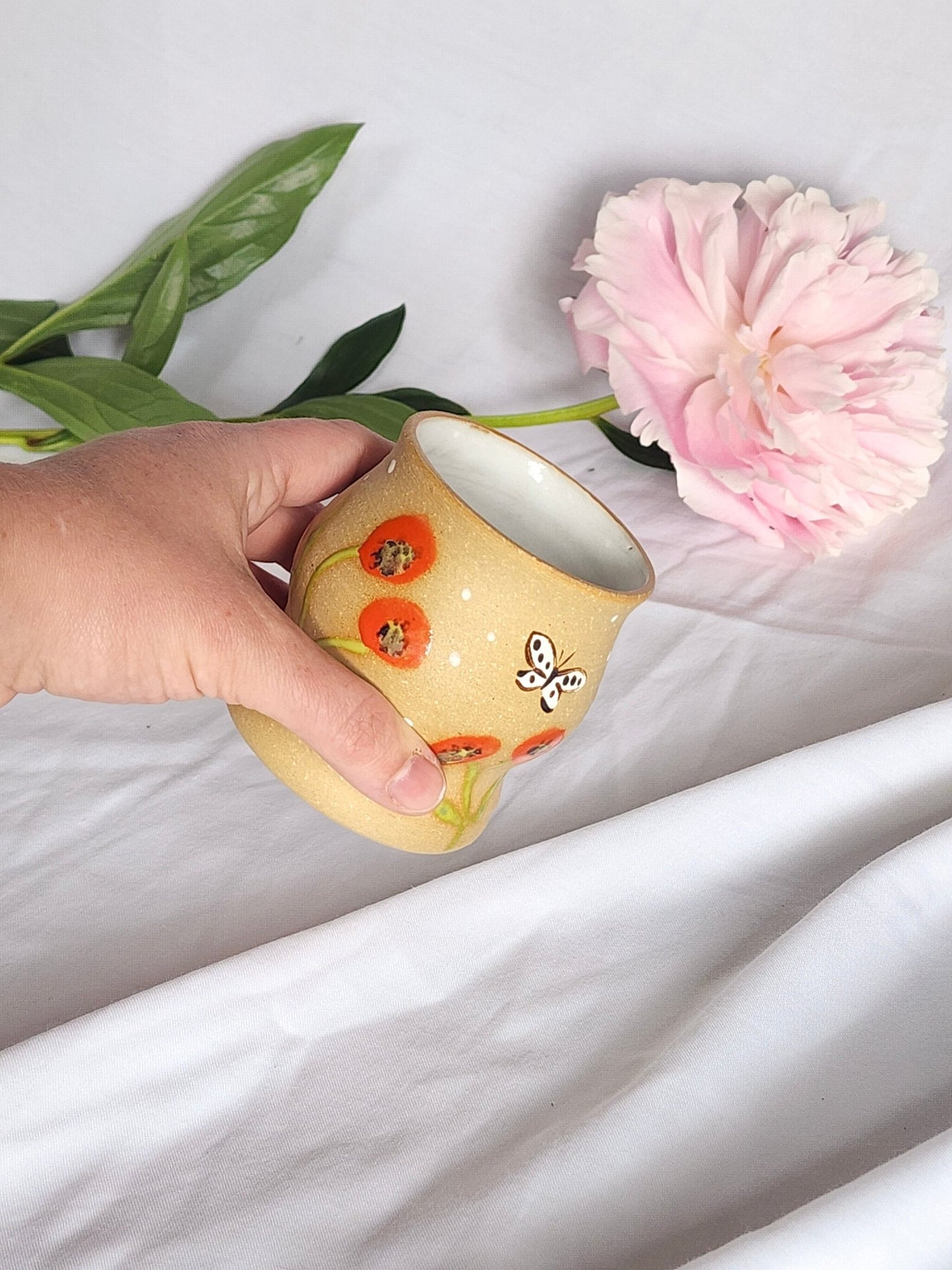 red flower sipper - Kaelceramic