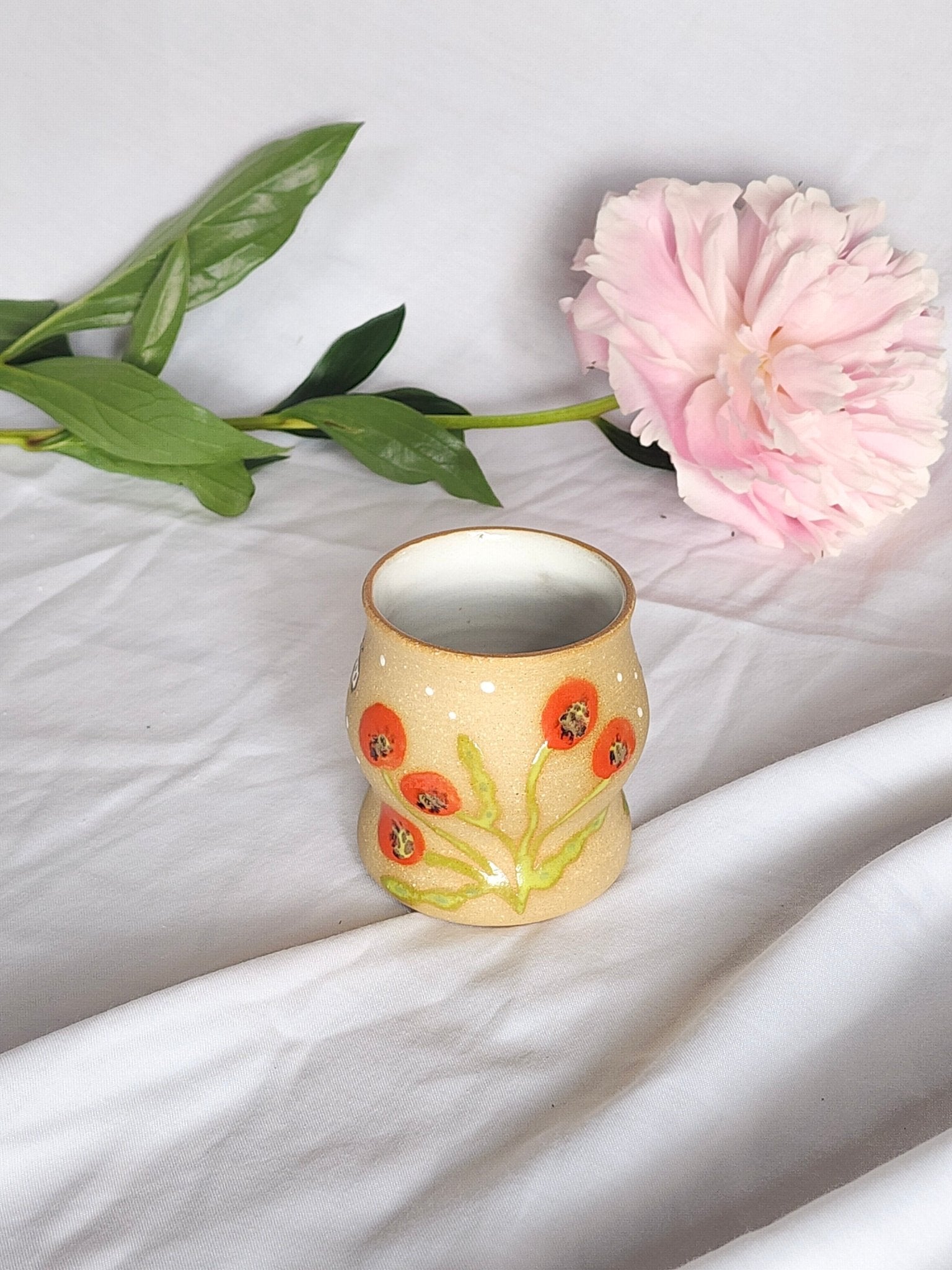 red flower sipper - Kaelceramic