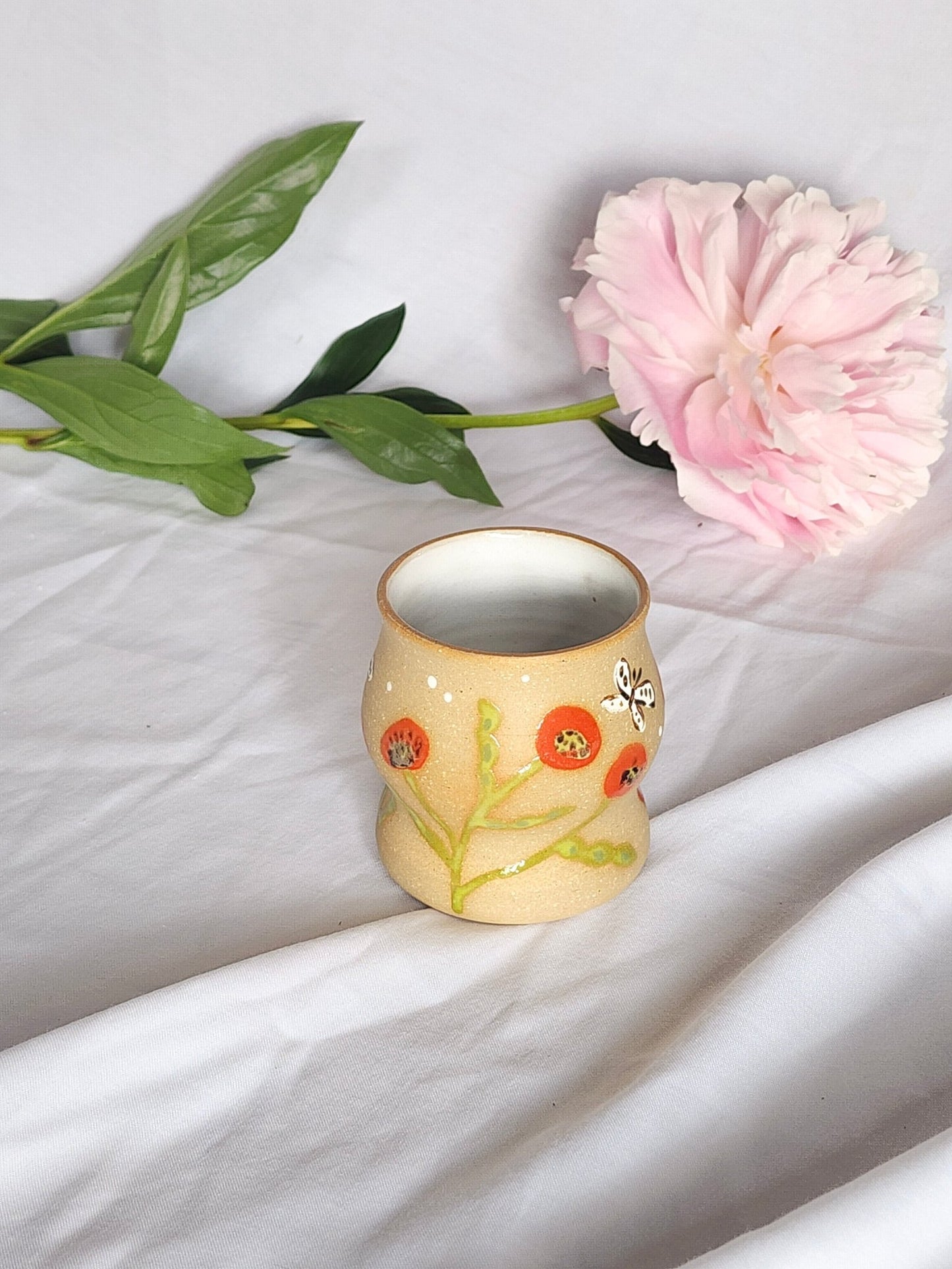 red flower sipper - Kaelceramic